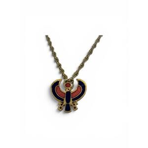 MMA Egyptian Falcon Pendant Necklace Monet Chain Museum Jewelry Enamel Gold Tone